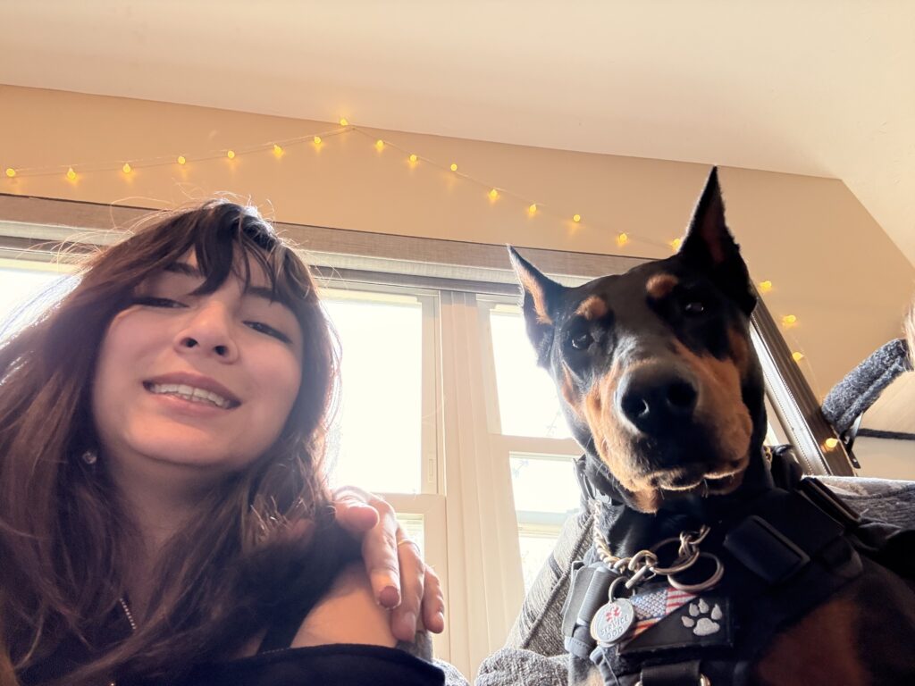 angel and a dog chillin
